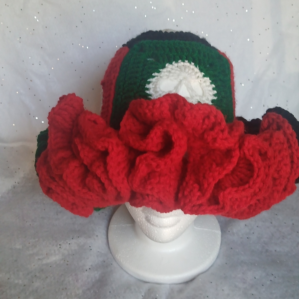Skull Granny Square Ruffle Bucket Hat